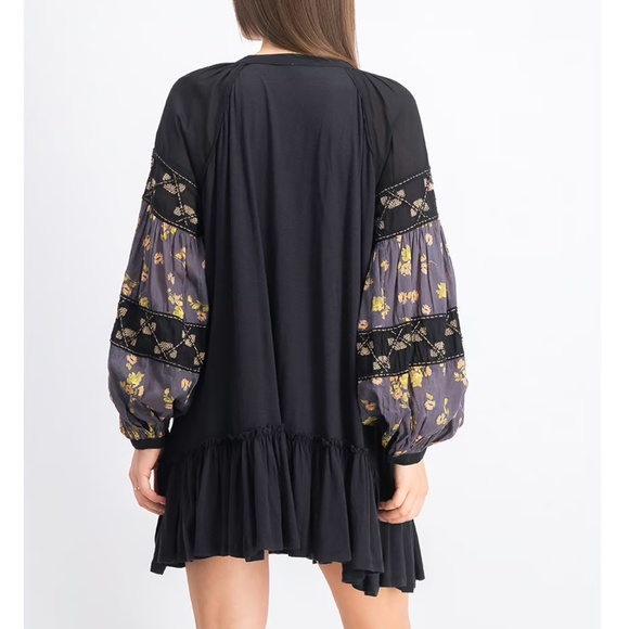 FREE PEOPLE Floral Beaded Embroidered Boho Tunic Blouse Dress Size L - Picture 3 of 17